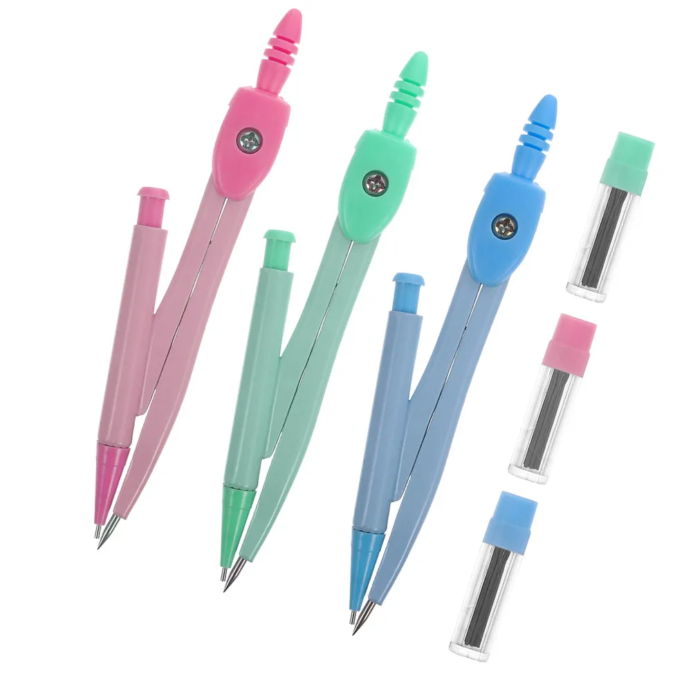 학생, 교사를 위한 3세트 견고한 금속 수학용 컴퍼스, 기하학, 미술 디자인, 원형 그리기 도구, 정확하고 조절 가능한 도구