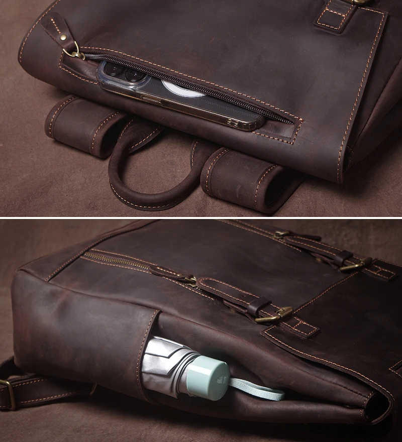 Vintage Real Leather Backpack Men Outdoor Hiking Bag Luxury Top Cowhide Travel Bag Student Schoolbag 16 inch Laptop Computer Bag 4