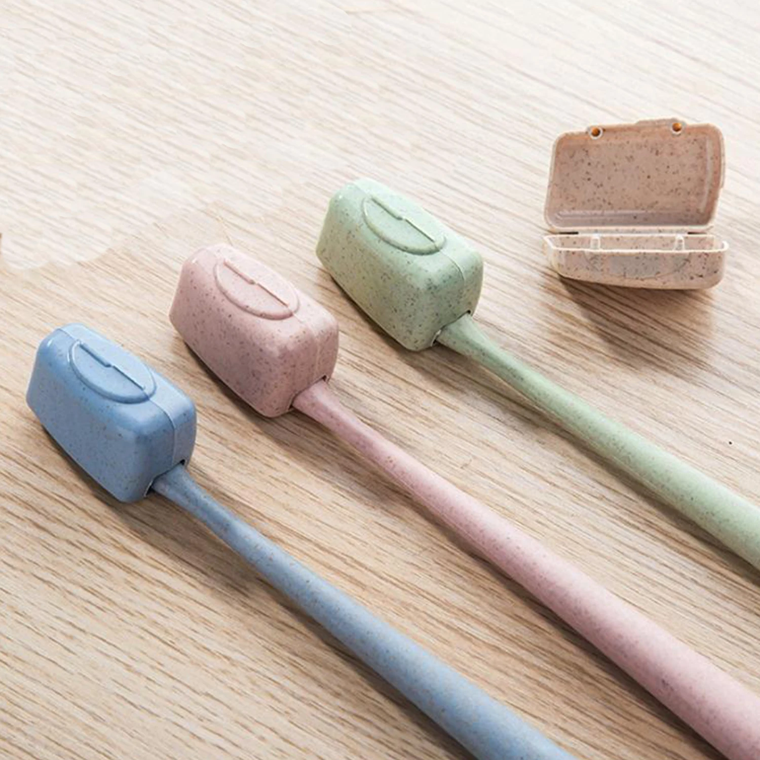 

4Pcs/Set Portable Toothbrush Cover Holder Toothbrush Headgear Travel Hiking Camping Brush Cap Case Wheat Straw Dust-proof Cover