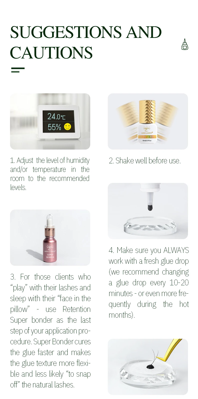 Wimpernverlängerungskleber, individuelle künstliche Wimpern, schwarzes Klebeset für den professionellen Einsatz, 0,5–3 Sek., Trockenzeit, geruchsarmer Wimpernkleber – Detail 16