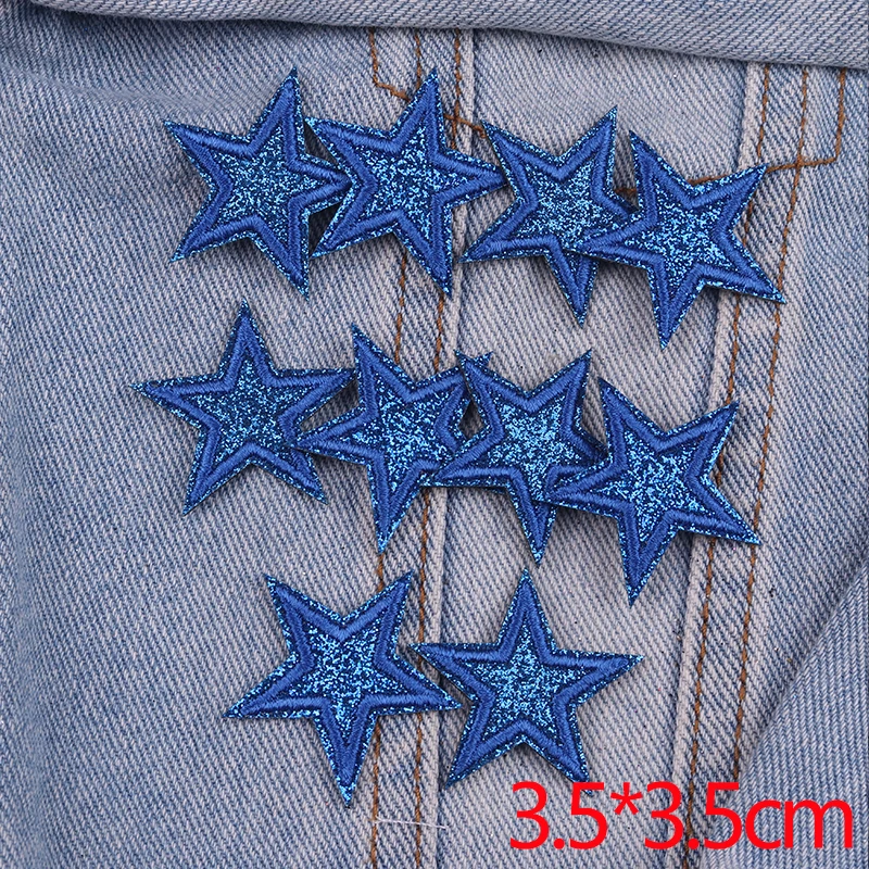 10 Stück bunte Glitzer-Liebesherzen, fünfzackige Sterne, bestickte Aufnäher für Röcke, Jeans, zum Aufbügeln oder Annähen, Dekoration für Kleidung, DIY – Detail 6