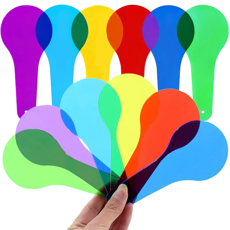Physics Experimental Equipment 6pcs Color Paddles Physics Teaching Aids Transparent Plastic Optics Color Filter Plate Science Educational Student Rewards TMZ