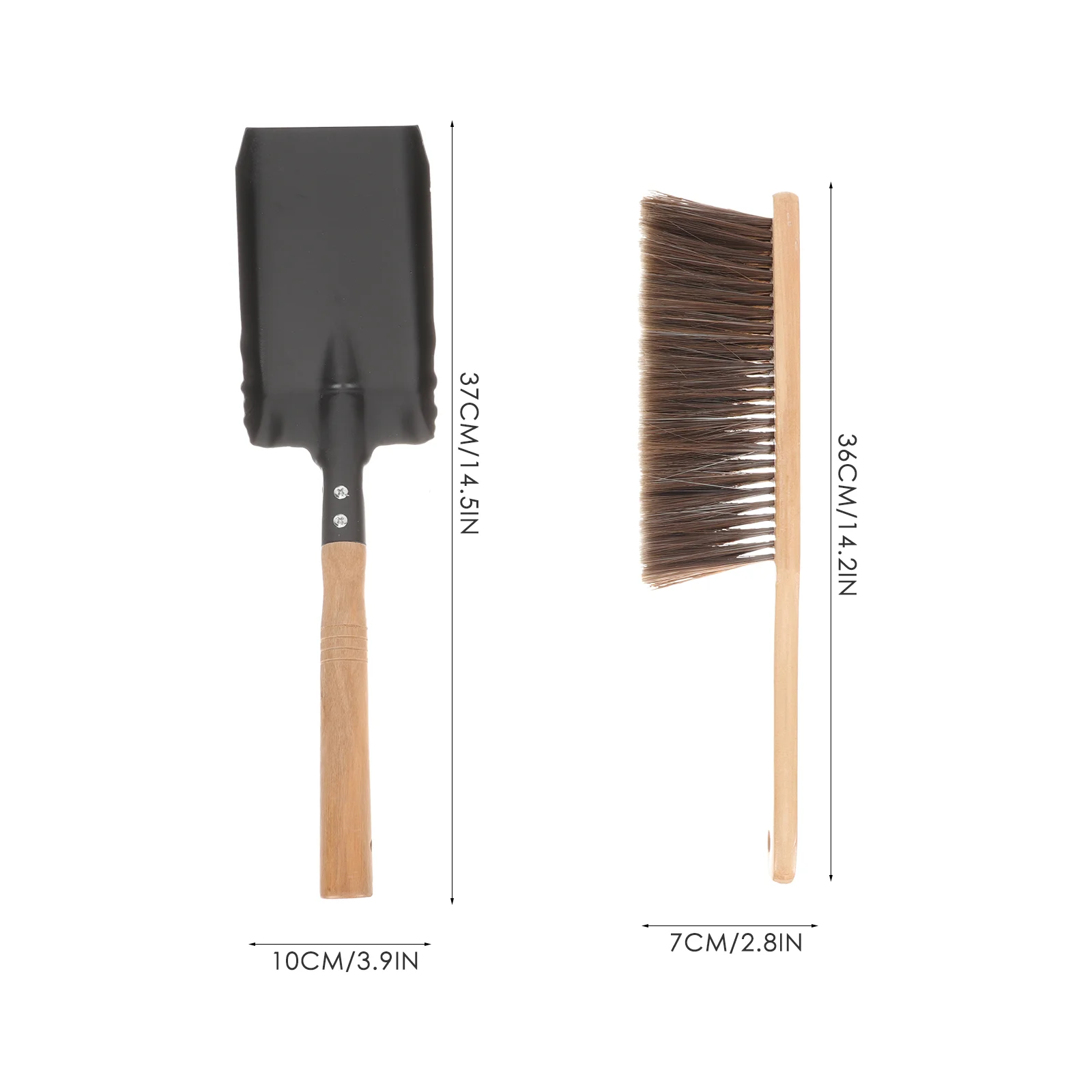 Charcoal Grill Fireplace Cleaning Set Outdoor Broom Stove Coals Dustpan Wooden