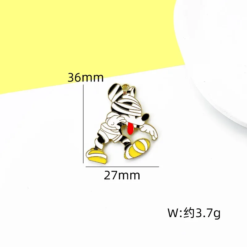 Halloween DIY Cartoon Accessories, Alloy Enamel Skull Pumpkin Mickey Pendants, Holiday Gift Charms Keychain Ornament Supplies
