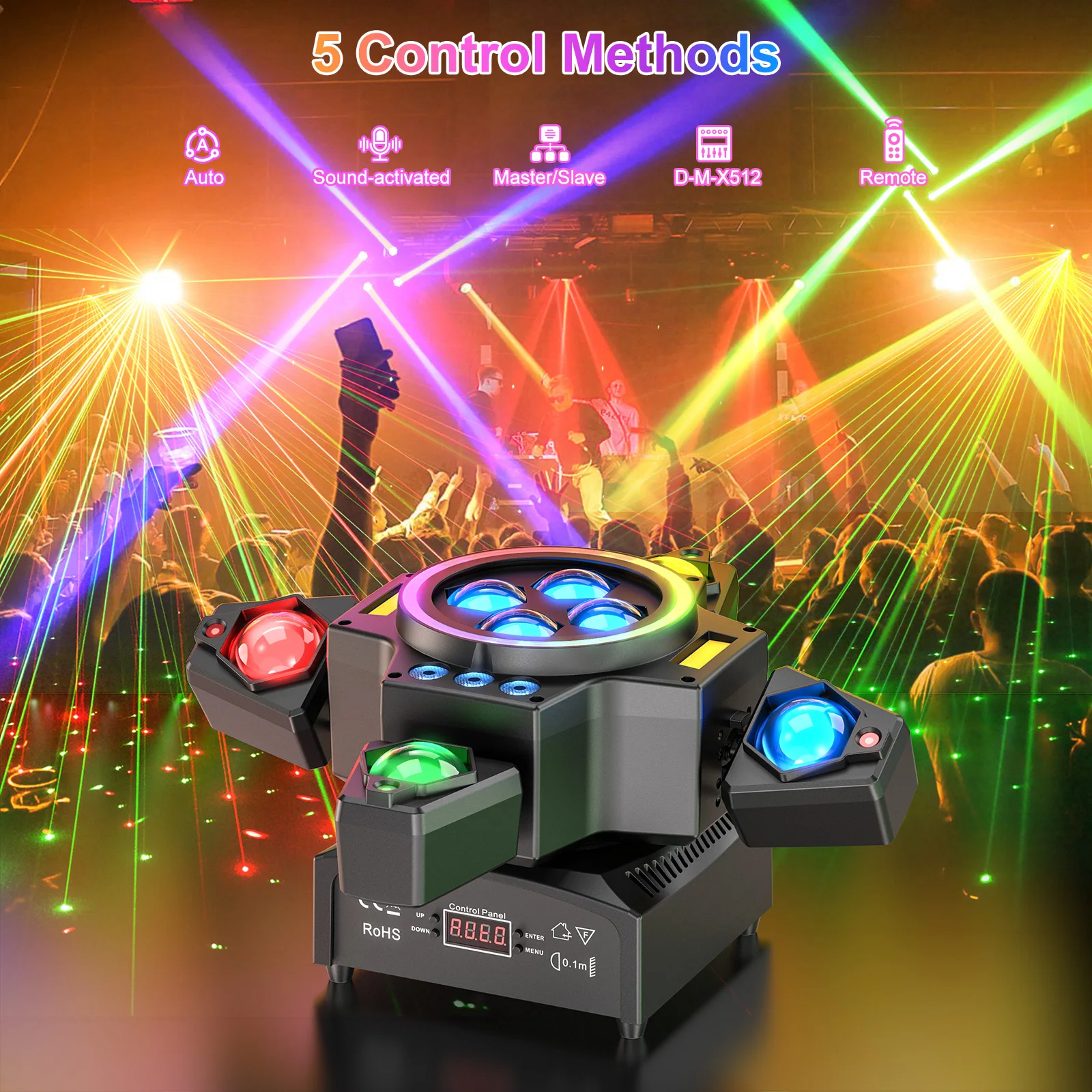 120W 4in1 RGBW Moving Head Light Laser Light Remote Control Stage Lighting for DJ Disco Party Concert Theater