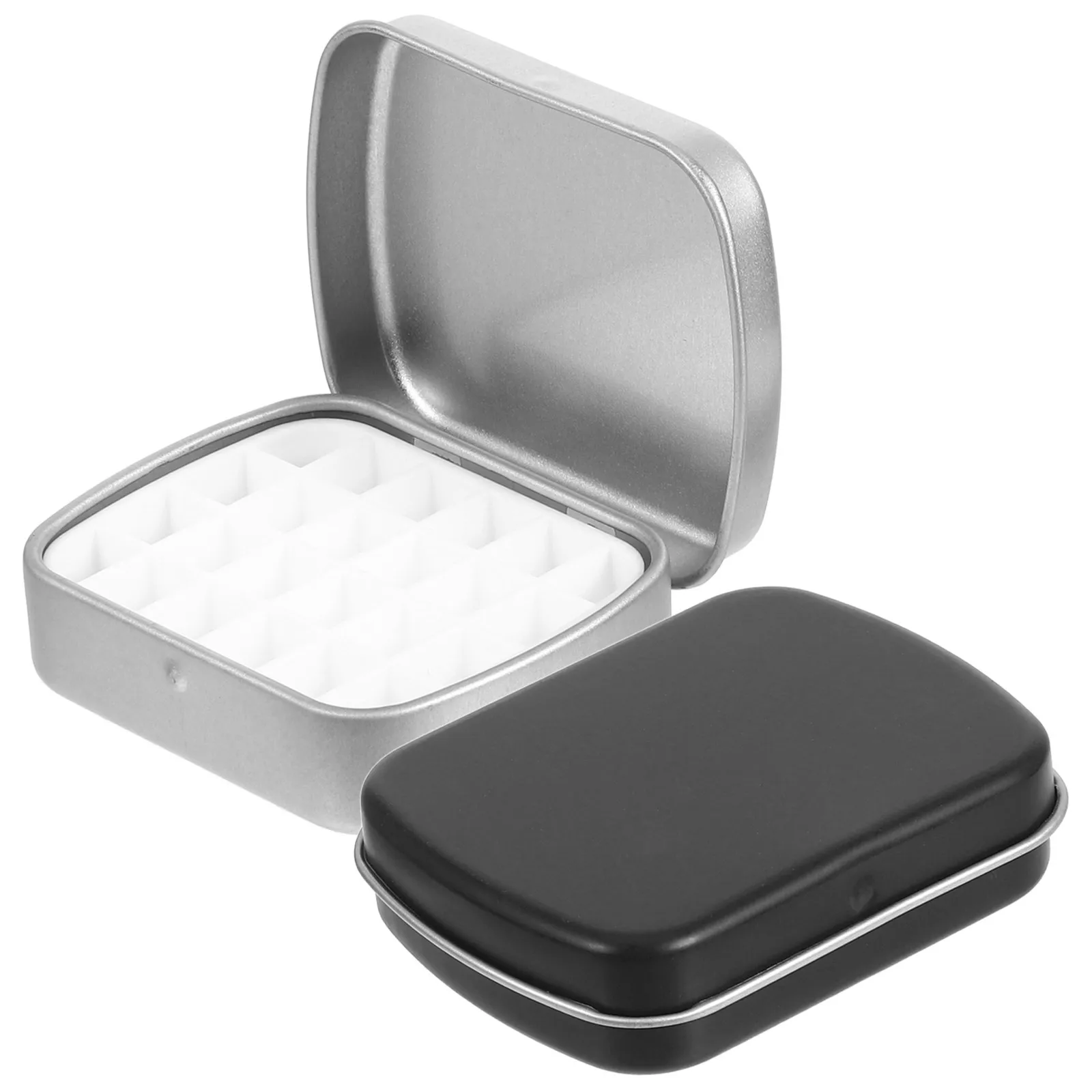 2Pcs 휴대용 수채화 팔레트 상자 빈 페인트 보관 케이스 24 칸 여행 야외 스케치 수채화 팔레트 상자