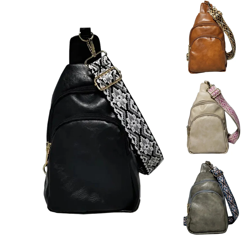 

Сумки-слинги из искусственной кожи для женщин, винтажные повседневные Модные нагрудные сумочки через плечо с ремешком для гитары