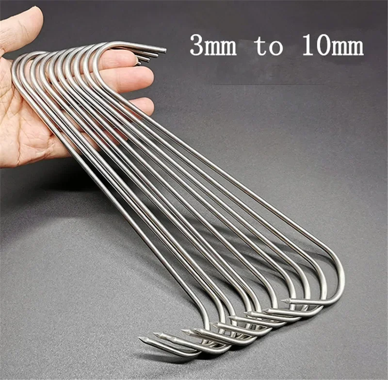 10pcs S Sharp Stainless Steel Beef hook Roast Meat Squab Chicken Wing kitchen Hooks BBQ Bacon bacon roast duck hook Turkey meat skewer