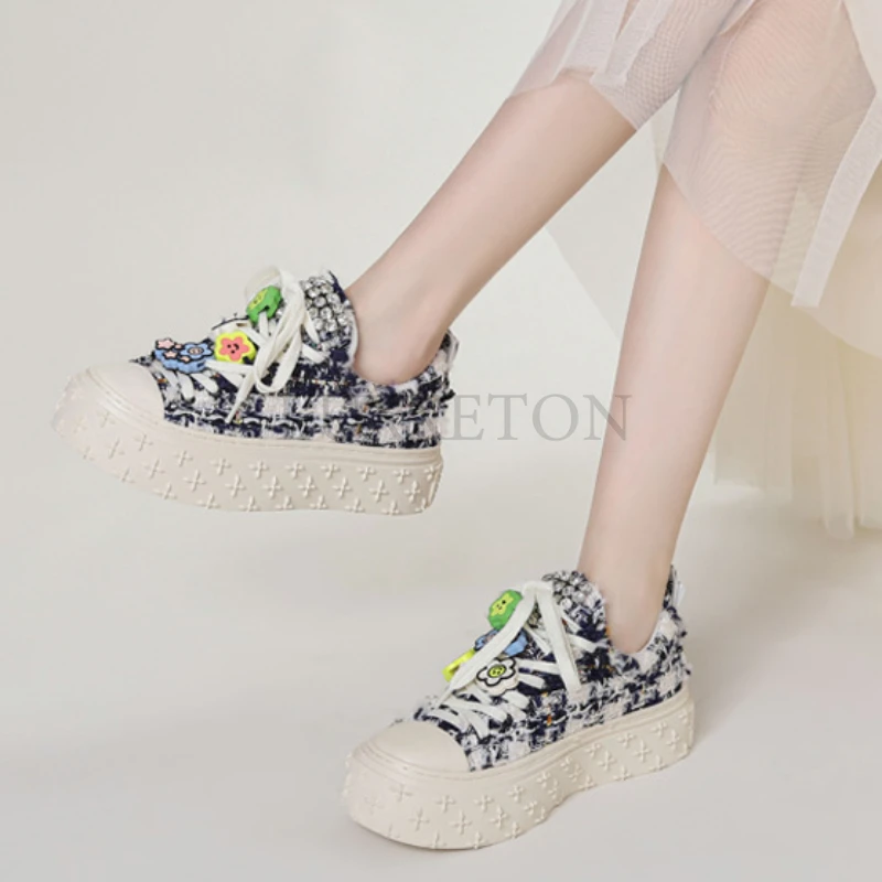 

Canvas Shoes Women's Sneakers Platform Spring Autumn Lace Up Flats Shoes Female Vulcanized Shoes Sneakers Woman Sports Casual