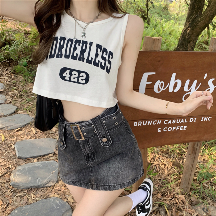 American Sports Vest T-irt Women Summer Inner Match Design Sensation Svel ort Strap Top Outerwear Casual Loose Fit