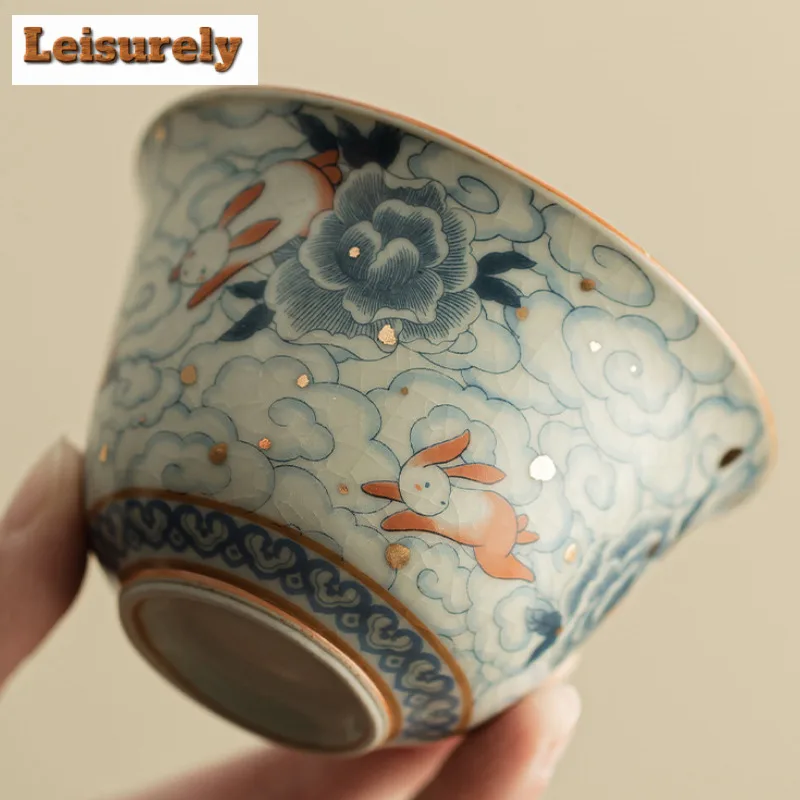 100ml Cloud Rabbit Gaiwan Aesthetic Ingot Sancai Non Scalding Tea Tureen Tea Making Cover Bowl For Kung Fu Tea Accessories Craft