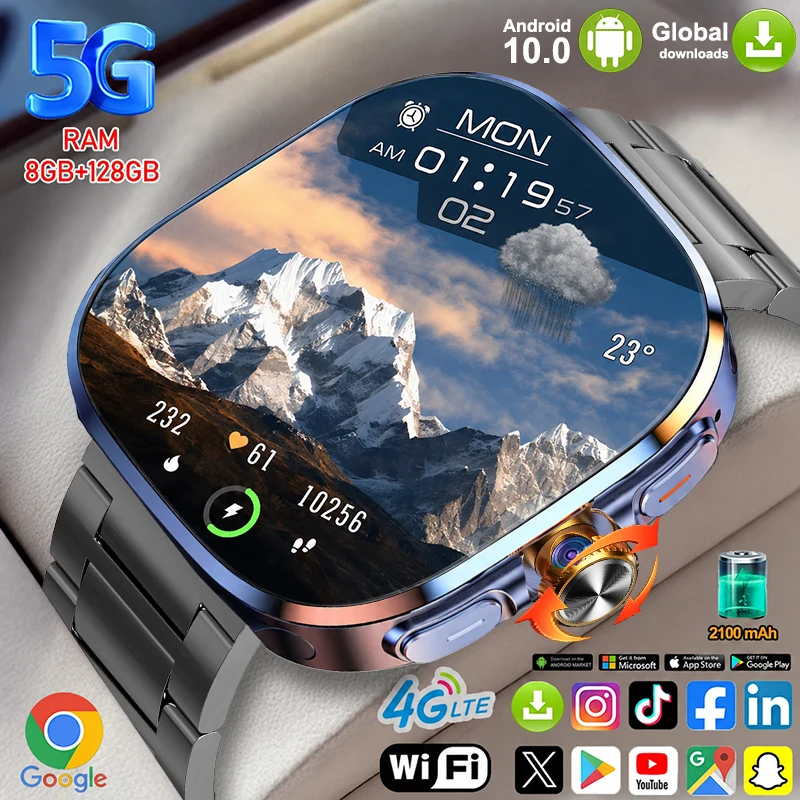 Montre connectée 5G/4G Full Netcom 8 Go + 128 Go de RAM, écran AMOLED 2,4 pouces, batterie 2100 mAh, appareil photo 900 W, GPS, WIFI, applications Google, Android 10 OS 1 Montre connectée 5G/4G Full Netcom 8 Go + 128 Go de RAM, écran AMOLED 2,4 pouces, batterie 2100 mAh, appareil photo 900 W, GPS, WIFI, applications Google, Android 10 OS 1