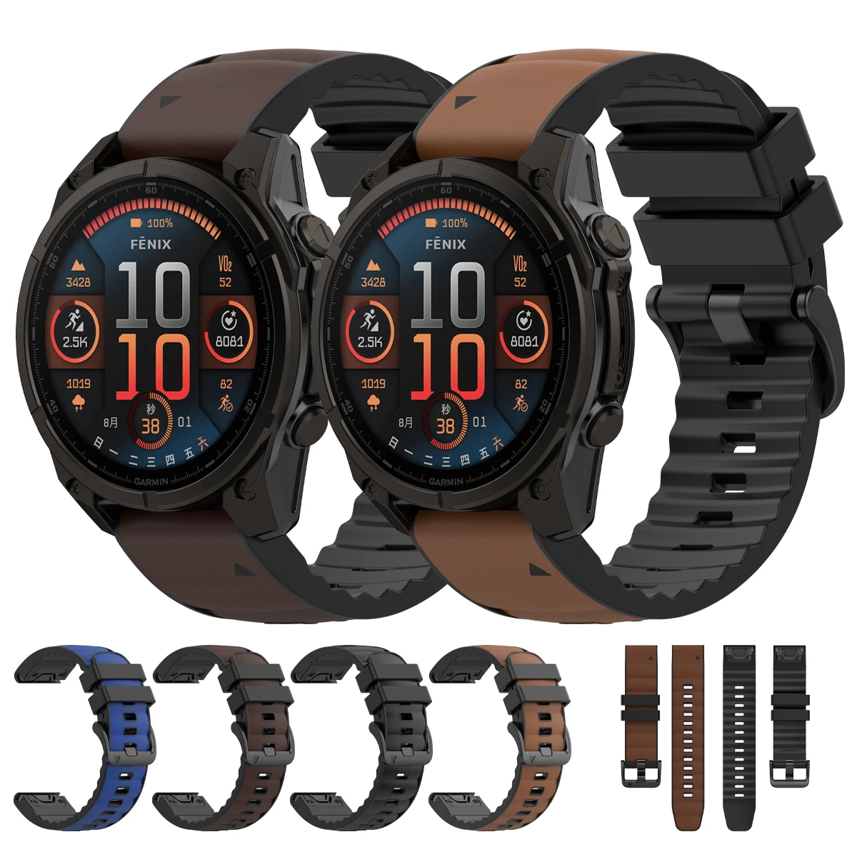 Luxury Silicone Leather Quickfit Watch Strap Bracelet - 22mm/26mm