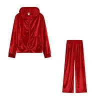 Automne femmes survêtement avec fermeture éclair velours surdimensionné solide décontracté deux pièces ensemble femmes classique sport à capuche pantalon costumes pour les femmes 5