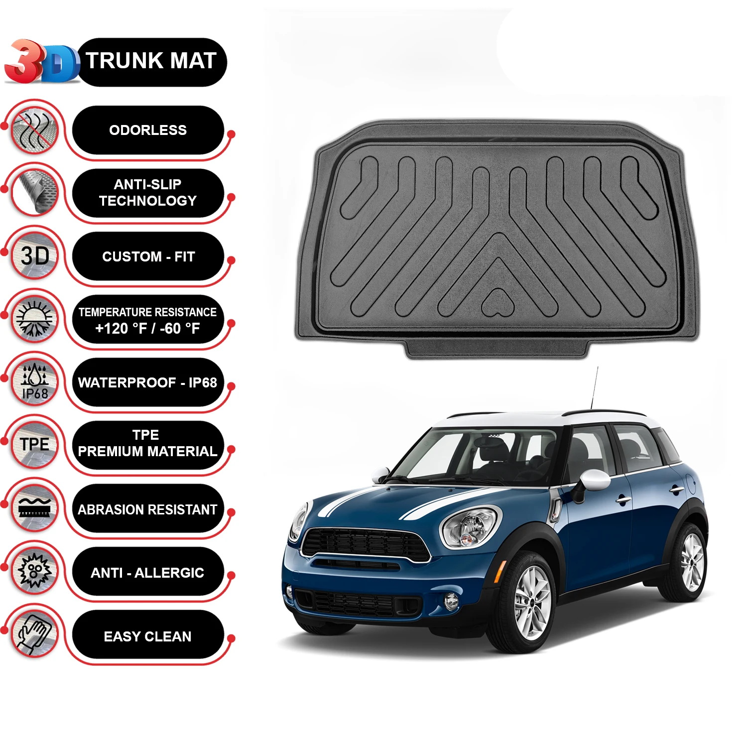 

Mini Cooper Countryman 2010-2016 Cargo Liner Rear Trunk Floor Mat