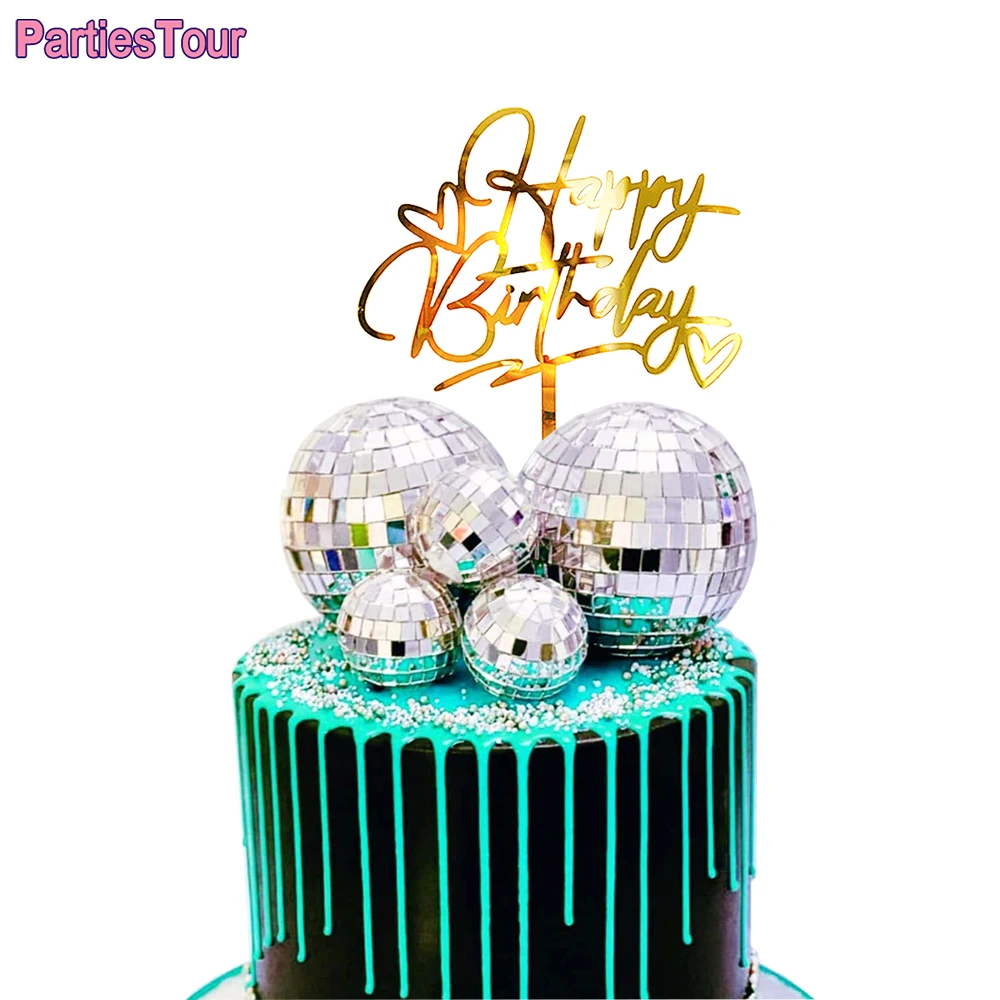 1Pcs-Disco-Ball-Cake-toppers-80s-90s-Retro-party-Disco-Cake-Decor ...
