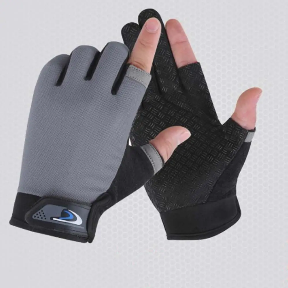 

Climbing Touch Screen Sun Protection Two Fingers Cut Anti-slip Fishing Mittens Men Gloves Fishing Gloves Riding Gloves