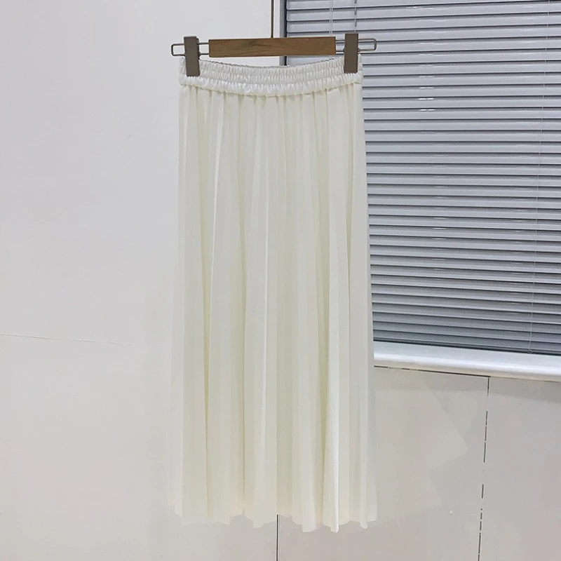 crop top and skirt Pleated Skirt Spring 2022 Women Fashion Midi Skirt Solid Color Loose Skirts Female Mid-calf Skirts Casual Women's Bottoms jean skirt