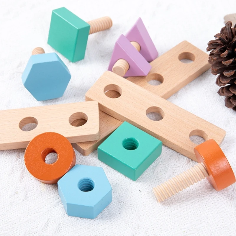 

Wood Nuts & Bolts for Toddlers Montessori Educational Preschool Toy for Kids 3+ Years Old Matching Fine Motor Skills