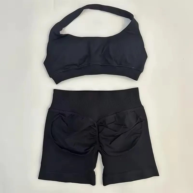 Impact Shorts Set 2 Pieces Seamless Yoga Set Workout Tracksuit Halter Yoga Top And Sports Short Suits Sportswear Fitness Gym Set 3