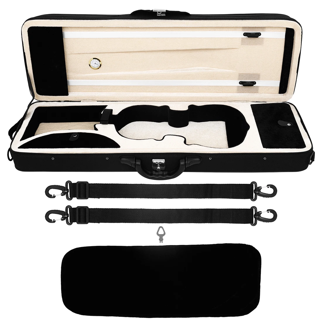 4/4 Violin Case Black Oxford Cloth Foam Square Violin Box With Hygrometer Lock Violin Parts & Accessories