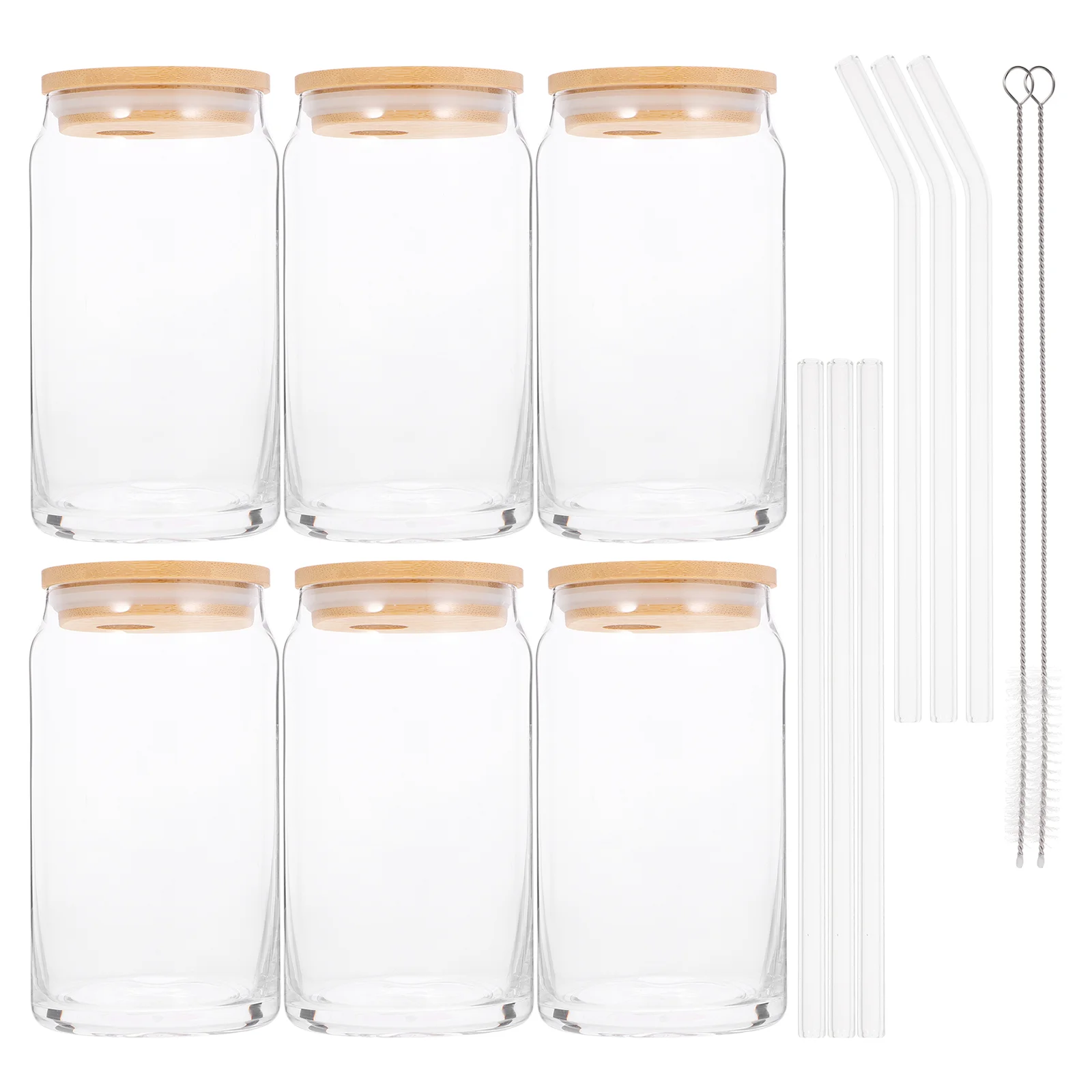 

Glass Drinking with Lid Juicing Bottles Reusable Bamboo Cover Mug Juice for Beer Can Glasses and Straw Iced Tea Cup