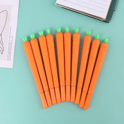 Stylo Gel à encre noire, 10 pièces, 0.5mm, marqueur à rouleau, style carotte mignon, fournitures de papeterie, vente en gros 
