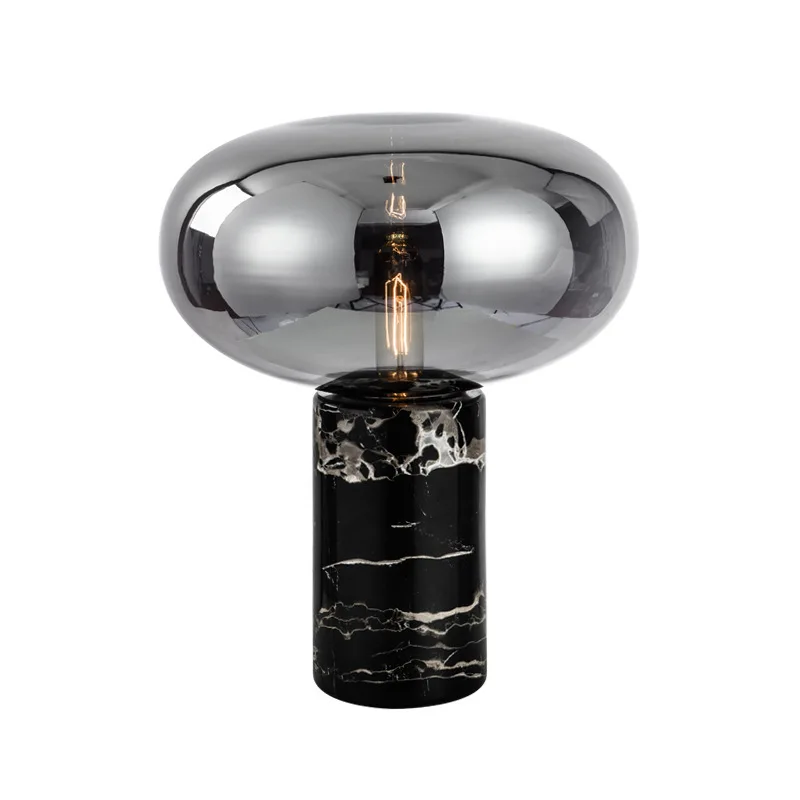 Light luxury postmodern minimalist designer bedroom living room decoration glass ball lampshade marble desk lamp