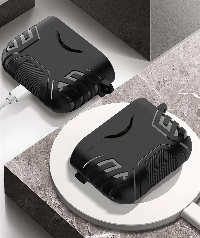 Shockproof Armor Earphone Protective Cover with Keychain, Durable and Drop-Proof