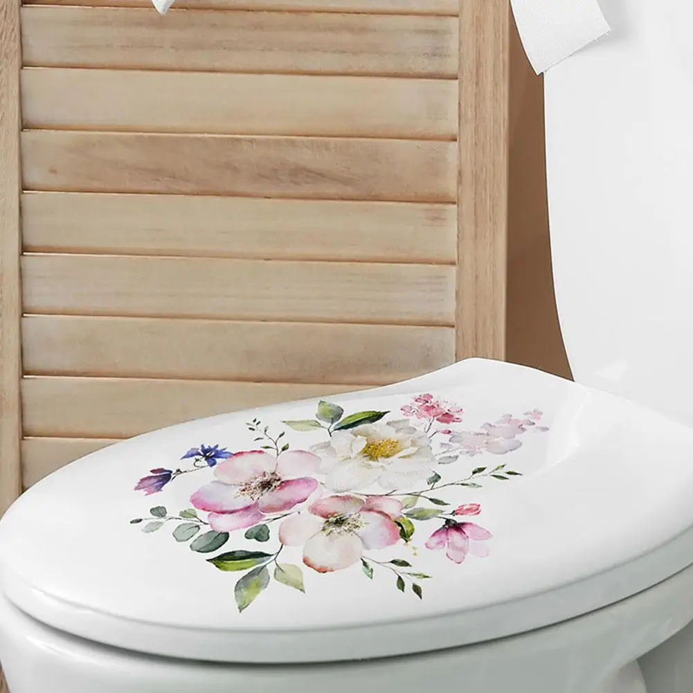 thumbnail image 3 of 1 pieza de pegatinas de flores para inodoro, decoración de WC, papel tapiz autoadhesivo, calcomanías para tapa de inodoro, calcomanías para asiento, pegatinas de pared para habitación de niños, 3 of 6