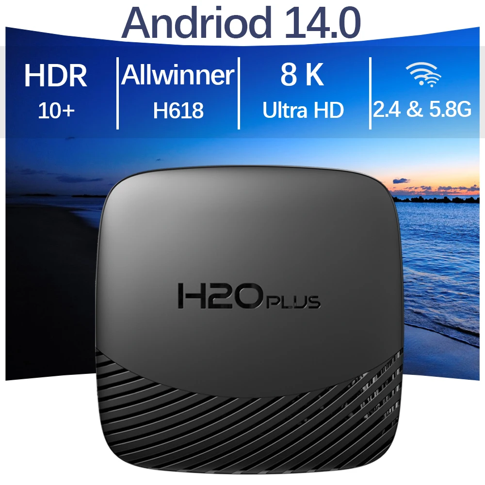 HONGTOP H20 PLUS Smart Android TV Box Android 14.0 H618 64GB 2.4&5G WIFI 8K Media Player Android Very Fast 1080P Set Top Box