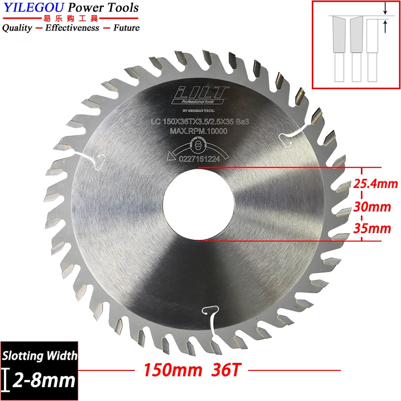 150mm TCT Slotting Saw Blades 6 Carbide Grooving Saw Blades 2-8mm Solid Carbide Milling Cutter Cut Solid Wood, Plywood. 30/35mm 125mm carbide tipped profile cutter 5 tct grooving bit 5 20mm slotting saw blades end mill 6t milling cutter cutting solid wood