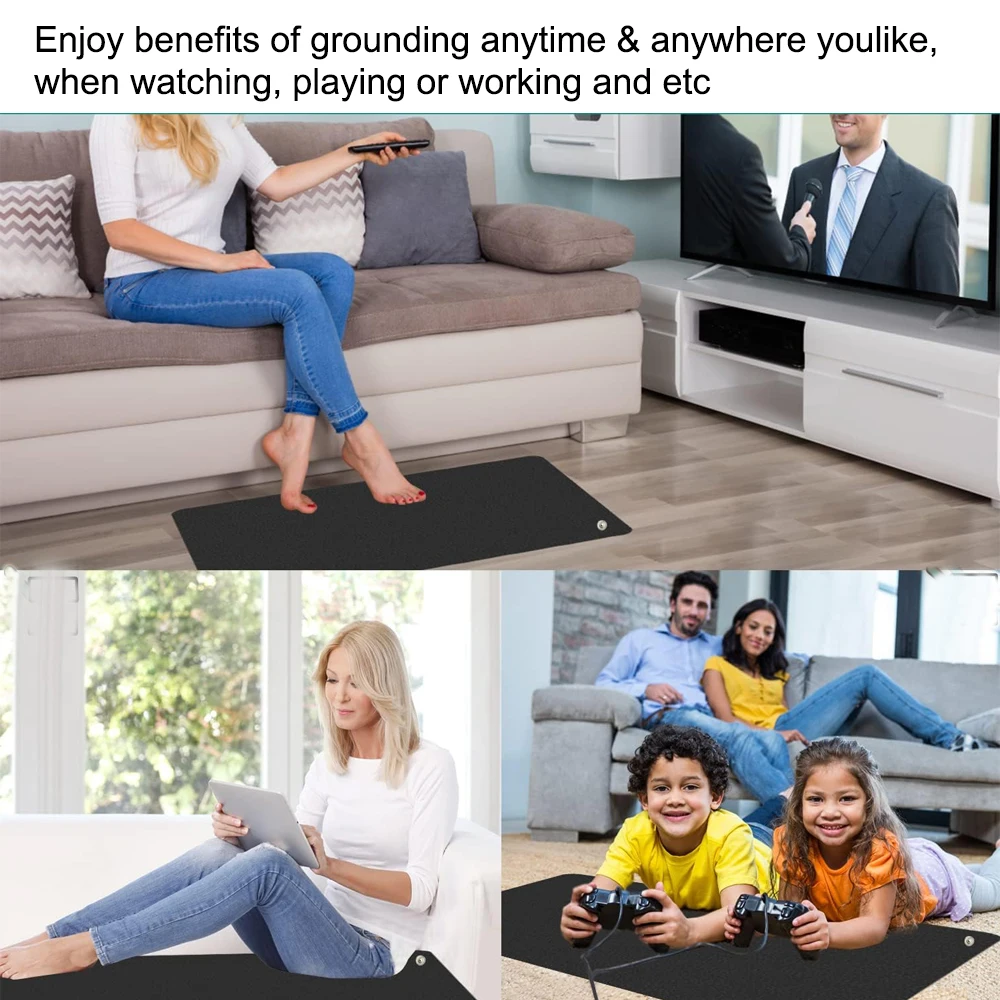 60X90CM Grounding Mat with Copper Grounding Rod Connect to Earth EMF Recovery,for Foot Therapy, Conductive Sleep Mat