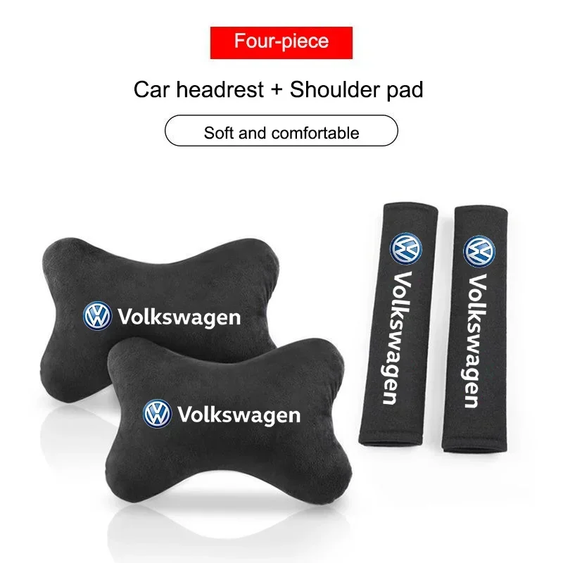 Car Seat Belt Protect Shoulder Pads Cervical Spine Headrest Neck Pillow For Volkswagen Golf R Rline Tiguan Touareg Polo GTI CC