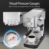 Espresso Machine 15 Bar Coffee Machine With Steam Milk Frother Stainless Steel Coffee Maker 34oz Water Tank 1350W 2