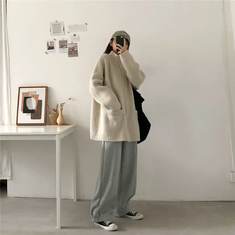 Autumn Winter Knitted Sweater Coat