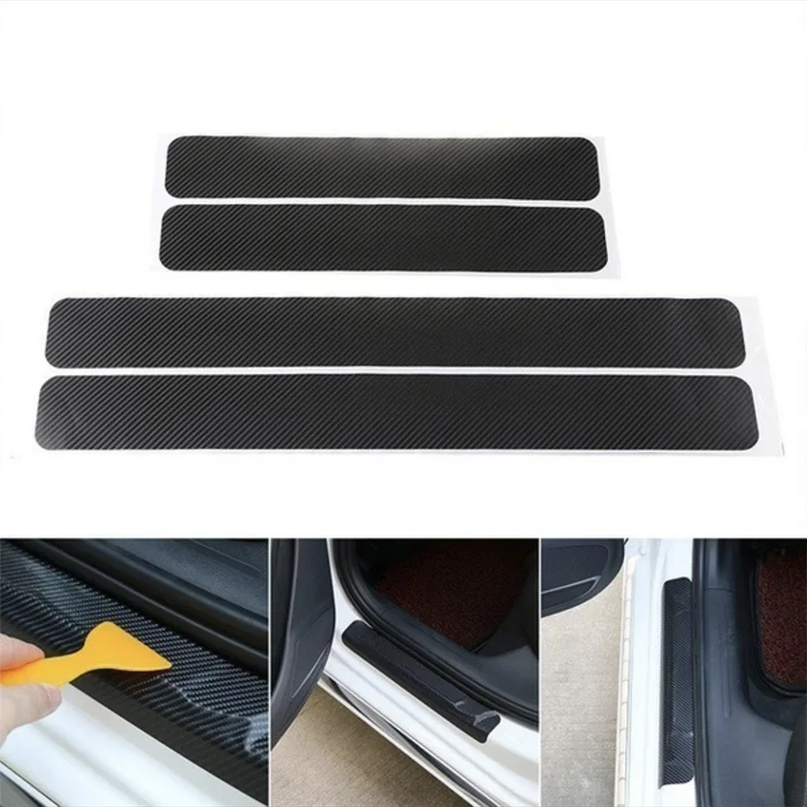 

4PCS Car Stickers Universal Sill Scuff Anti Scratch 3D Carbon Fiber Protect Auto Door Sticker Decals Car Accessories Car-styling