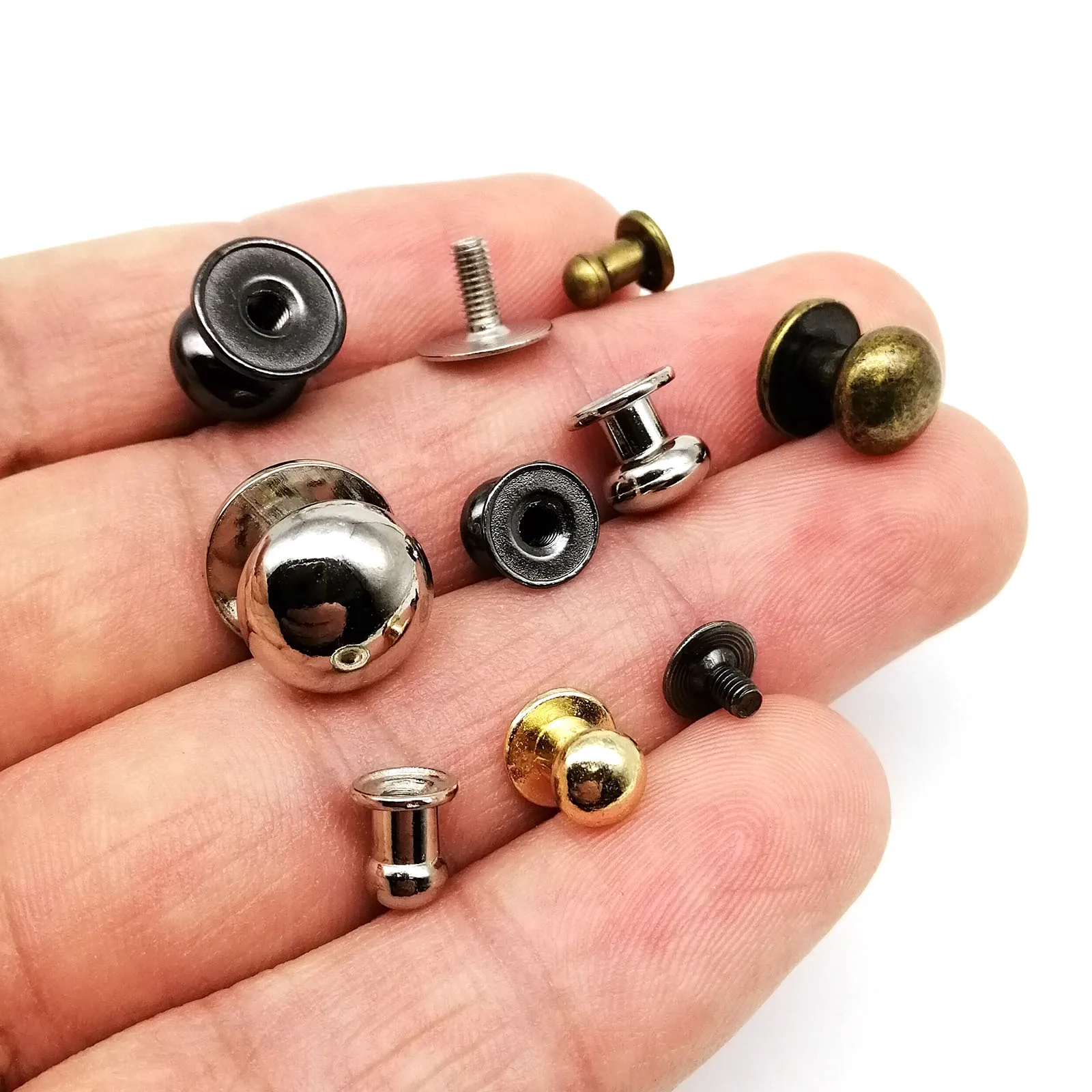 Metal Rivets 20pcs Zinc-alloy Round Ball Head Leather Craft Bag Purse Belt Chicago Screw Back Nail Rivet Screwback Nipple Stud Spot