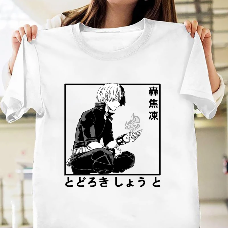 

Hot Anime Todoroki Shoto Print Short Sleeve T Shirts Women Men Casual Shirts Summer Y2K Crew Neck T-shirts