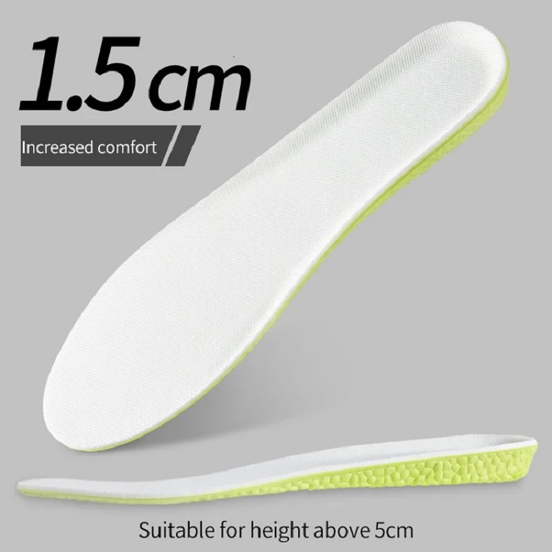 Görünmez yükseklik artış tabanlık yeşil bellek köpük ayakkabı tabanı ped nefes rahat erkekler kadınlar için ayak bakımı astarı