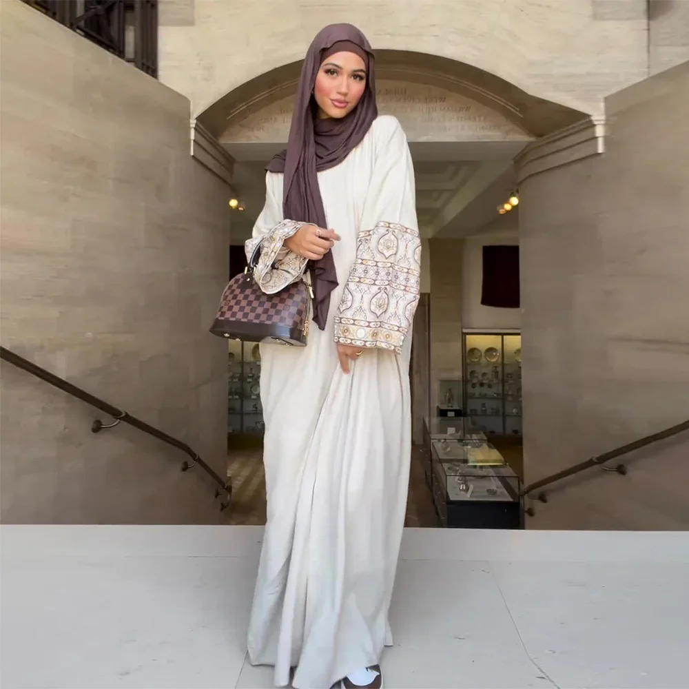 Eid Muslim Abayas 여성용 프린트 원피스, 라마단 빈티지, Jalabiya 파티, 아랍 드레스, 긴 소매, Kaftan Vestidos