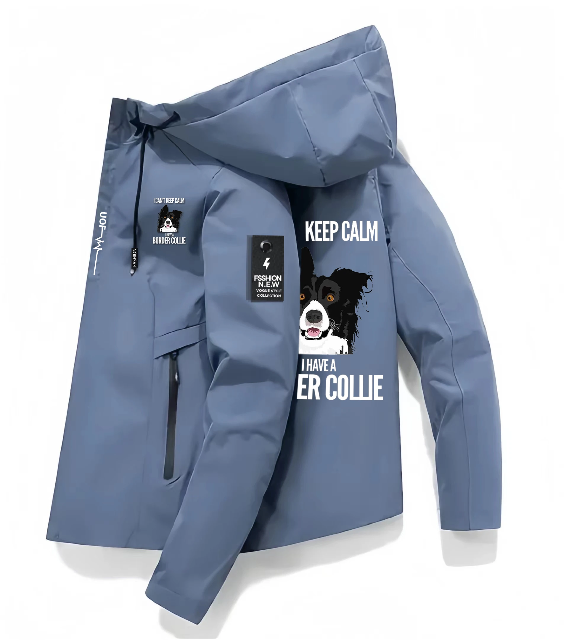 

Men's KEEP CALM I HAVE A BORDER COLLIE Windbreaker S-3XL Thin Long Sleeve Windproof Solid Casual Jackets Male Work Wear Clothes