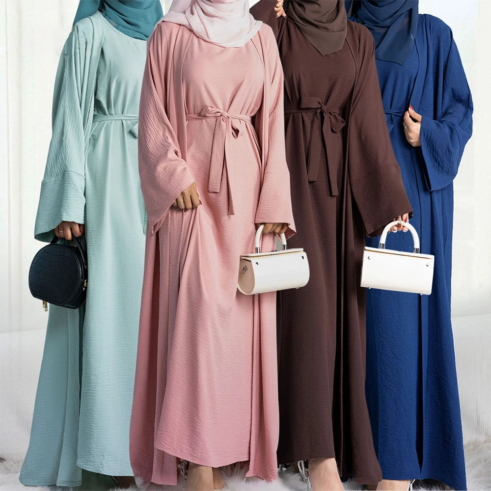 Women-Open-Abaya-Kaftan-Dubai-Turkey-2-Piece-Muslim-s-Set-Luxury-Islam ...
