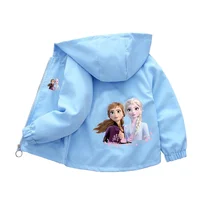 Frozen Spring Girl Elsa Princess Jacket Kids Toddler With Hooded Collar Long Sleeve Casual Clothing Children Mickey Minnie Coat 3