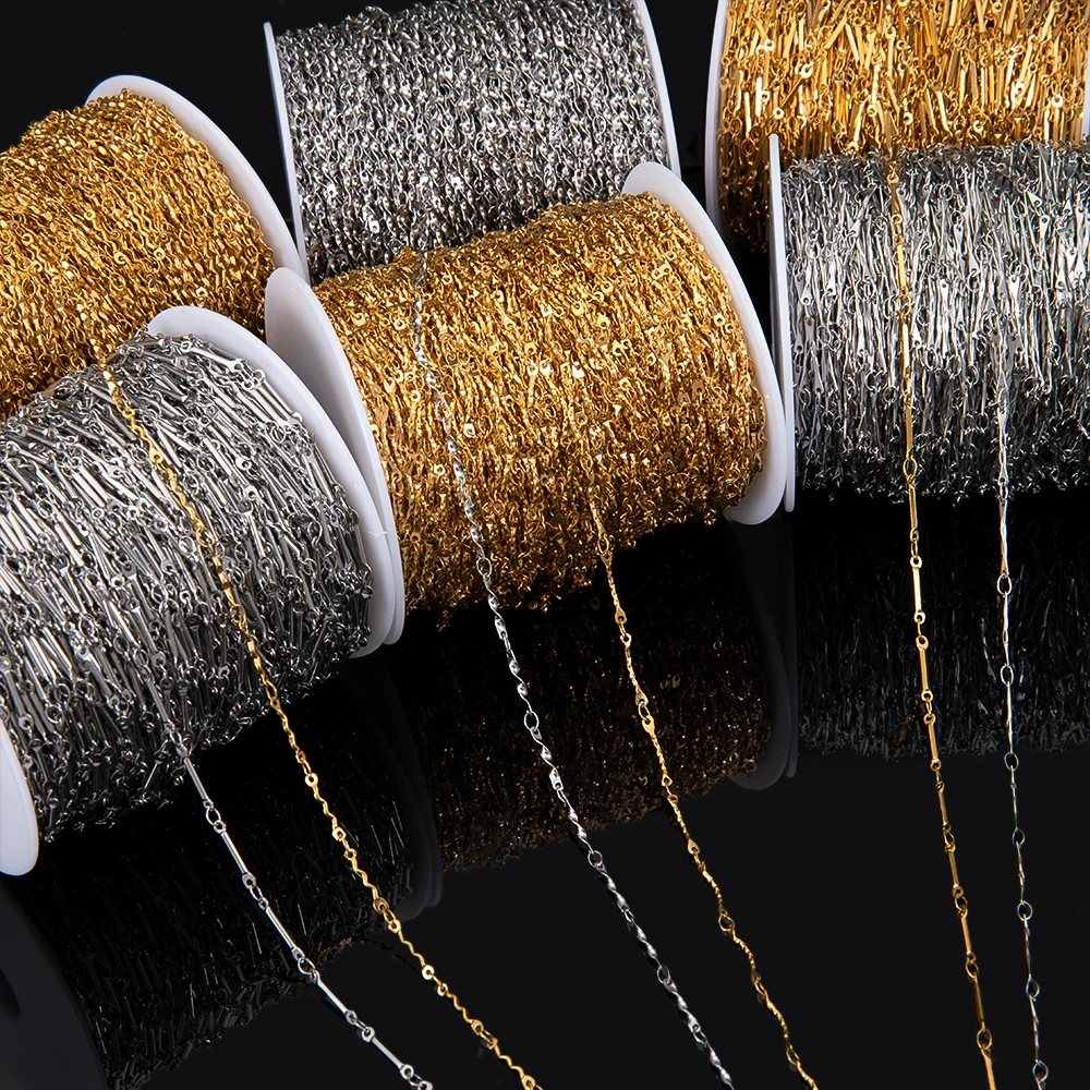 Kein Verblassen, 1 Meter Edelstahl, Gold und Silber, Twist-Stick-Gliederkette, Bulk-Ketten für DIY-Halskette, Armband, Schmuckherstellung – Detail 6