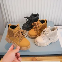 Children Short Boots Autumn Fashion Boys Girls Handsome Shoe Casual All-Match Comfortable Side Zipper Non-Slip Ankle Boot H07275