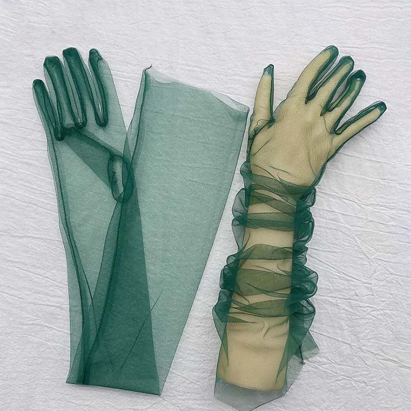 Gants longs en gaze pour femmes, gants habnommée, protection solaire transparente, haute élasticité, respirants et fins, mode sexy, patients, 1 paire