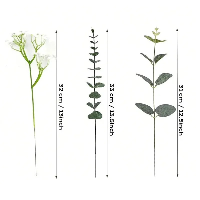 Lifelike Green Gypsophila Artificial Flowers for Wedding Bouquets, Home Decor Vases Party Centerpieces DIY Craft Accessories