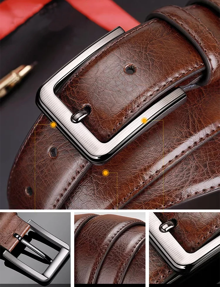 1 stücke männer Mode Legierung Pin Schnalle Kopf PU Leder Gürtel Vielseitig Casual Business Universal Geeignet Für Jeans und hosen – Detail 5