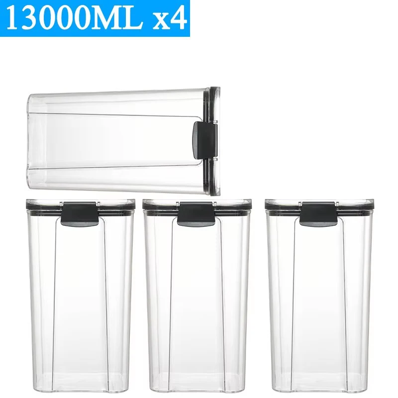 Stackable Transparent PET Plastic Food Storage Containers Set (460-1800ML, 2-4 Pieces) - Kitchen Dry Goods and Noodles Sealed Organizer